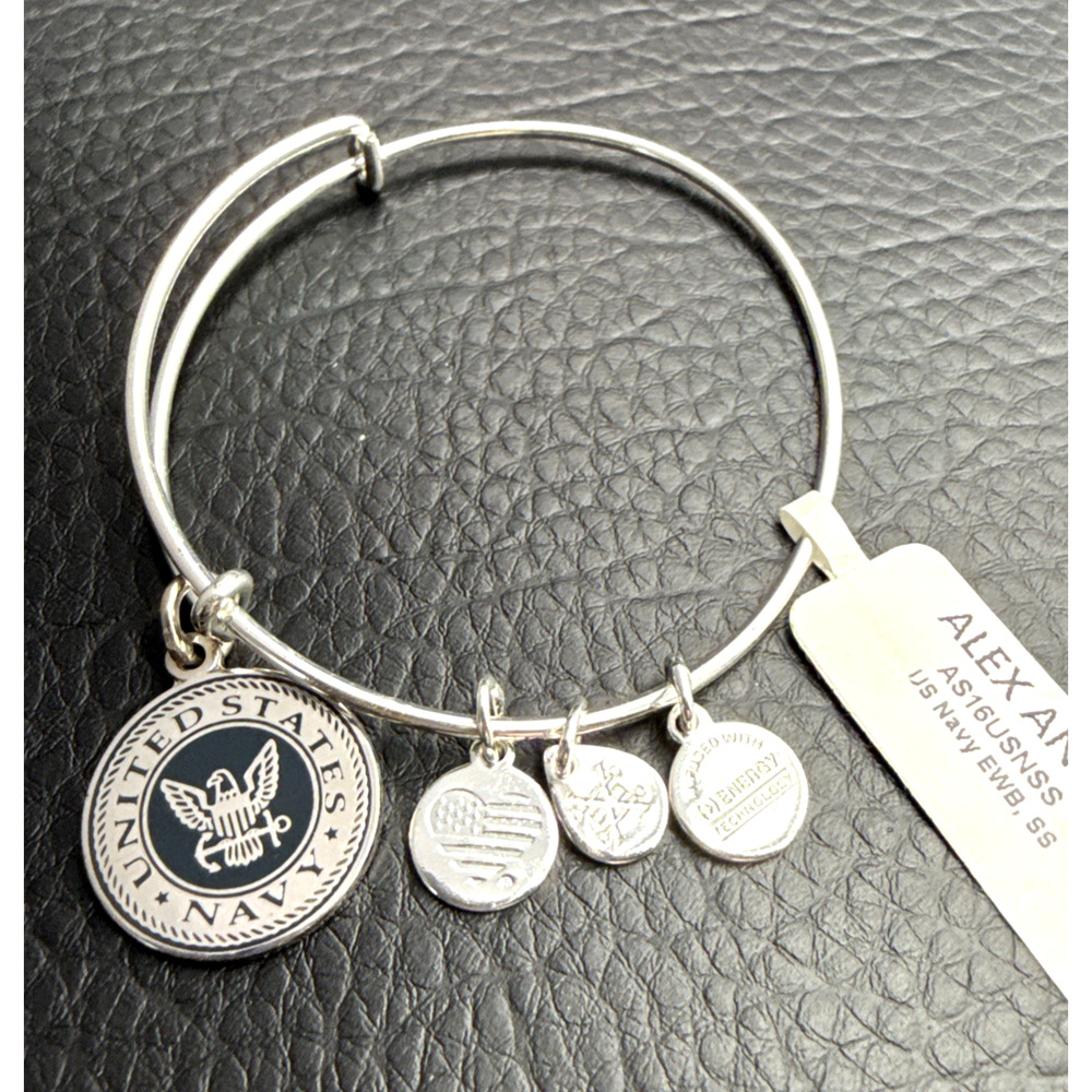 Alex and Ani Bracelet US Navy Stainless Steel Bangle Adjustable 6.5 -‎ 7.5 in